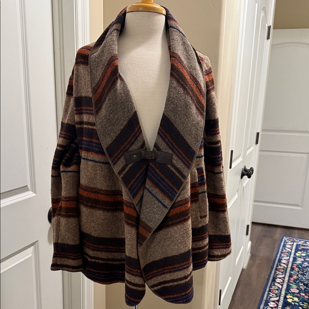Fenn Wright Manson Brown Striped Shawl-Collar Cardigan